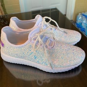 Sparkly white tennis shoes